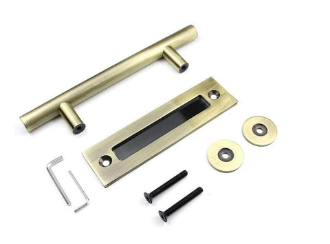12 Inch Sliding Barn Door Handle Heavy Duty Pull And Flush Set With Large Rustic Two Side Design Ideal For Kitchen Gates Sheds And Garage Doors Antique Bronze Finish Carbon Steel Construction Smooth Edges For Safe Handling And Long Lasting Use.