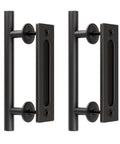 2 Pack Modern 9.5 Inch Sliding Barn Door Pull Handle With Flush Hardware Set Rustic Black Powder Coated Finish Anti Rust Heavy Duty Double Sided Handles Frosted Matte Aluminum Smooth Edges For Aluminum Or Timber Doors
