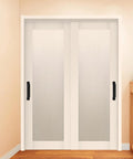 Two Pack Sliding Barn Door Handles Metal Gate Pulls For Interior And Outdoor Doors 7.5 Inch Length Black Finish shown on white doors