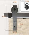 6.6FT Barn Door Hardware Kit with Heavy Duty Modular Sliding Track and J Shaped Carbon Steel System detail view