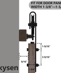 Sliding Barn Door Hardware Roller Set Black Carbon Steel Spoke Wheel Hanger Kit With 2 Rollers 2 End Caps Floor Guide