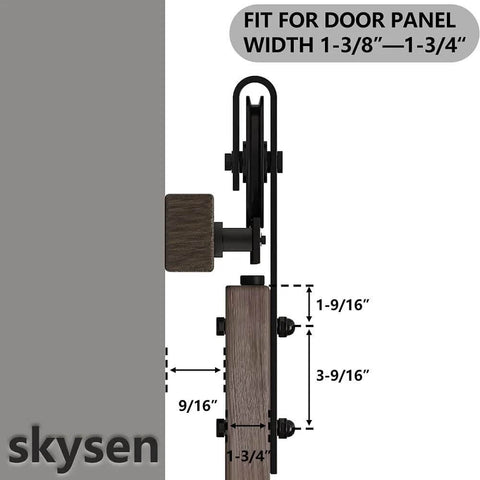 Sliding Barn Door Hardware Roller Set Black Carbon Steel Spoke Wheel Hanger Kit With 2 Rollers 2 End Caps Floor Guide