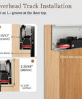 Concealed Sliding Barn Door Hardware Kit With Soft Close Mechanism, Wall Mount Only No Floor Track, installation close-up