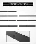 Splicing method for 8FT Barn Door Hardware Kit with Heavy Duty Sliding Track, showing sectional pieces and connection close-up.