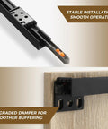 Concealed Trackless Barn Door Hardware Kit 47 Inch Hidden Sliding System with nylon rollers, dual wheel track close-up