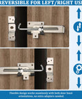 Secure, heavy duty barn door latch with cam style lock prevents unintended movement and forced entry shown in reversible use
