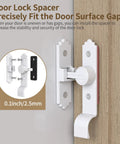 90 Degree Barn Door Lock And Latch Heavy Duty Flip Gate Latch With Handle For Garden Bathroom Sliding Screen Shed Doors And Windows White Two Pack Zinc Alloy Anti Corrosion Rust Resistant installed on door with spacer detail