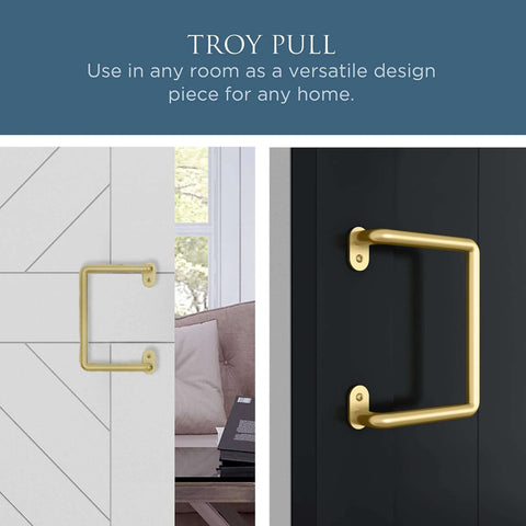 National Hardware N700-105 Interior Sliding Barn Door Troy Pull 8 Inch Brushed Gold Finish Pack Of 2 For Wood Interior Doors