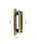 Sliding Barn Door Pulls Set Heavy Duty Flush Handle With Rustic Two Sided Design Antique Brass Finish dimensions shown.