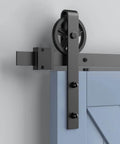 2 Pack Barn Door Roller Kit With Large Wheel Hangers Easy To Install For Thick Door Tracks, black finish, side view