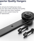 Black Barn Door Rollers With Silencer Design, Heavy Duty 350 Lb Capacity For 1 3/8 To 1 3/4 Inch Thick Doors, Carbon Steel Hangers And Quiet POM Wheels