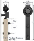 Black Barn Door Rollers With Silencer Design, Heavy Duty 350 Lb Capacity For 1 3/8 To 1 3/4 Inch Thick Doors, Carbon Steel Hangers