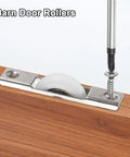 2-Pack Screen Door Rollers, 30mm Diameter Nylon Pulley Wheels For Sliding Doors shown from side, mounted on wood.
