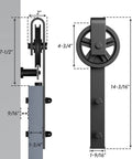 2 Pack Barn Door Roller Kit With Large Wheel Hangers Easy To Install For Thick Door Tracks Fits Door Thickness 1 3 8 To 1 3 4 Inches Black Finish Carbon Steel Body POM Wheel Supports Up To 260 Lb Weight Capacity diagram