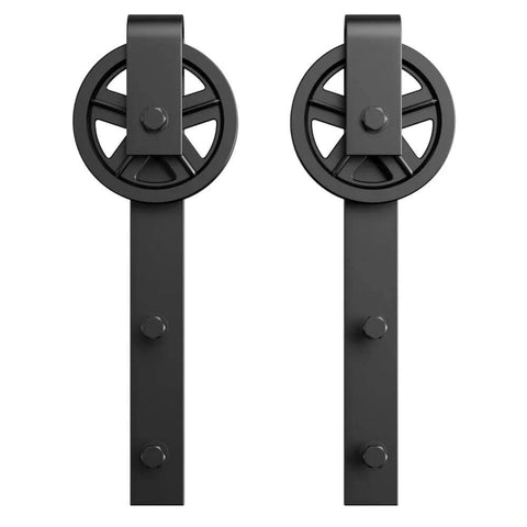 2 Pack Barn Door Roller Kit With Large Wheel Hangers Easy To Install For Thick Door Tracks Fits Door Thickness 1 3 8 To 1 3 4 Inches Black Finish Carbon Steel Body POM Wheel Supports Up To 260 Lb Weight Capacity view