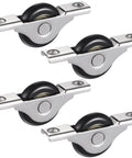 4 Pieces Barn Door Kit With Sliding Door Rollers And Track Wheels For Wardrobe Cupboard Cabinets Includes Bottom Pulley And Scroll Wheel Hardware For Smooth Easy Sliding Ideal For Home And Office Decor Great For Quick Install shown in silver and black.