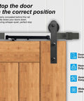Close-up of barn door with Four Pack Barn Door Soft Close Mechanisms With Spring Buffer Dampers installed behind the rail.