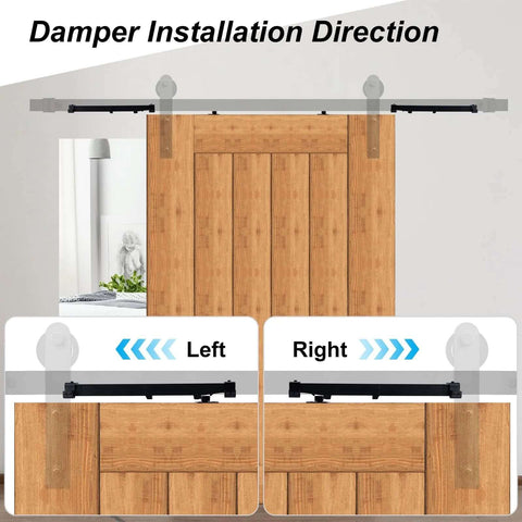 Four Pack Barn Door Soft Close Mechanisms With Spring Buffer Dampers for Sliding Doors Up To 160 Lbs installation diagram