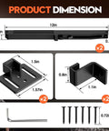 Image showing dimensions of Barn Door Soft Close Hardware Kit No Drill Installation With Upgraded Adjustable Damper and Stopper.
