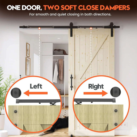 Barn Door Soft Close Hardware Kit No Drill Installation With Upgraded Adjustable Damper And Stopper For Sliding Doors 88 To 132 Lbs Universal Fit For Top Track Systems Includes Four Spacers Black