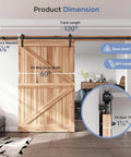 Image showing 10 FT Heavy Duty Sliding Barn Door Hardware Track Kit with 60" wide door installation example, straight pulley.