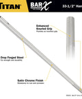 Bar-X 65033 33 1/2 Inch Handle For Bar-X Ratchets And Breaker Bars With Heavy Duty Drop Forged Steel Construction, Satin Chrome Finish