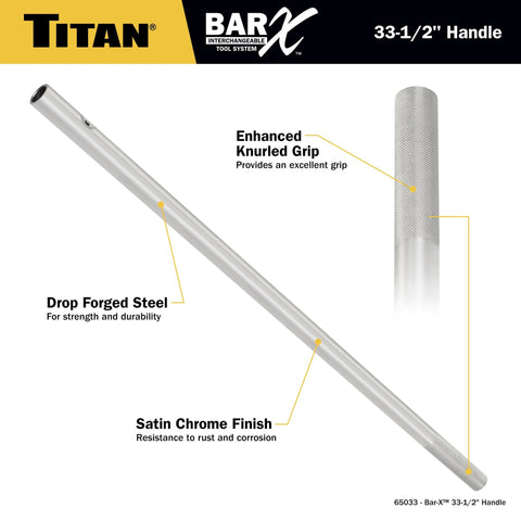 Bar-X 65033 33 1/2 Inch Handle For Bar-X Ratchets And Breaker Bars With Heavy Duty Drop Forged Steel Construction, Satin Chrome Finish