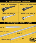 Bar-X 65033 33 1/2 Inch Handle for Bar-X Ratchets and Breaker Bars with interchangeable length options and tool heads