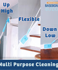 Lightweight Baseboard Cleaning Tool for cleaning baseboards moldings and walls with glide and wipe action, showing flexible use