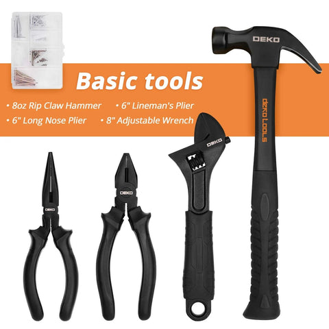 218 Piece General Household Tool Kit With Pliers, Screwdrivers, Socket Set And Portable Case For Auto Repair And Home Projects, Pro Grade Chrome Vanadium Tools, Durable All In One DIY Ready Kit featuring basic tools like pliers, wrench and hammer