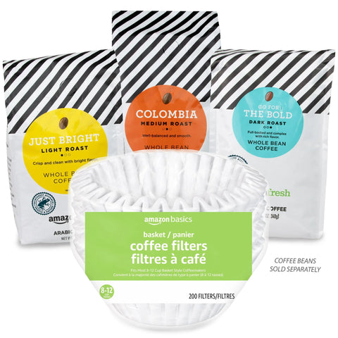 Premium white basket filters fit most 8-12 cup coffee makers for clear filtration, easy disposal, and healthier brewing