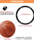 Dimensions of 12 Inch Heavy Duty Lazy Susan Hardware, Metal Rotating Turntable Bearing Ring, showing aperture and thickness, with basketball for scale.