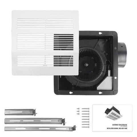 Ultra Quiet 200 CFM Bathroom Exhaust Fan With 2.0 Sones, 6 Inch Duct Collar, Stainless Steel Construction
