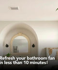 Ultra Quiet Bath Fan Replacement Kit With Motor And Grille 60 CFM 20 Percent More Power White DIY Install installed in bathroom ceiling