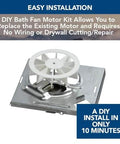 Genuine Bath Fan Replacement Motor And Cover Kit For 50 CFM Four Point Zero Sones Diy Friendly Easy Install Quiet Operation
