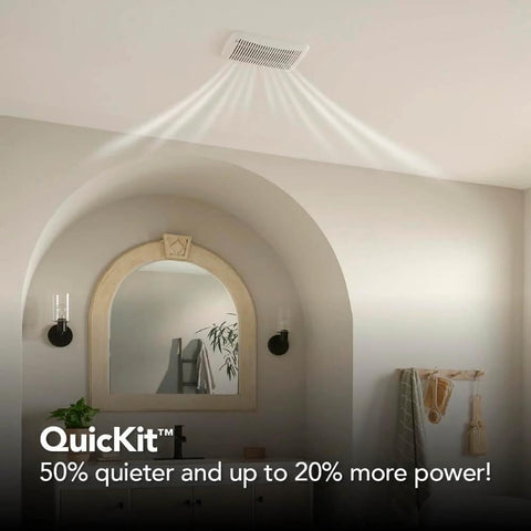 Installed Ultra Quiet Bath Fan Replacement Kit With Motor And Grille 60 CFM 20 Percent More Power White DIY Install No Wiring