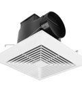 Ultra Quiet Bathroom Ceiling Exhaust Fan For Home Use 110 CFM 1.0 Sones 40 dB Fits 9.1 By 9.1 Inch Housing Keeps Your Bath Fresh And Vapor Free With Fanspex, showing white vent grille and black duct connection