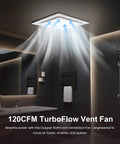 Ultra Quiet 12 Inch Bathroom Exhaust Fan With 6500K LED Light, 120 CFM, 1.0 Sone, 10x10 Mount in modern bathroom ceiling