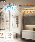 Bathroom with Orabriz 4 In 1 Bathroom Exhaust Fan With Heater Orabriz 1100W 2200W Dual Heating 220 CFM Quiet Ceiling Mount LED Light