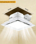 Illustration of Bathroom Exhaust Fan With Light, 12 Inch Ultra Quiet 1.0 Sones, 140 CFM, 1200 Lumen, ceiling mount in 10x10 opening