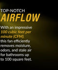 Easy Install 100 CFM Bathroom Exhaust Fan With Ultra Quiet 0.8 Sone Operation Energy Star Certified description display