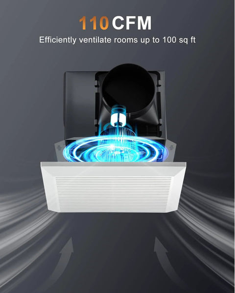 Powerful 110 CFM Bathroom Exhaust Fan With No Attic Access Needed, Easy Install, Ultra Quiet 1.0 Sone, Ceiling Or Wall Mount
