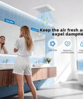 Quiet 110 CFM Bathroom Exhaust Fan With Metal Housing For Ceiling Mount, High Airflow Up To 107 Sq Ft, Energy Saving Bath Vent Extractor With 4 Inch Duct And White Grille, Easy Install, Low Noise Operation installed in modern bathroom ceiling