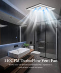 Installed Ultra Quiet 110 CFM Bathroom Exhaust Fan With 10 Inch Panel No Light 8x8 Mount 4 Inch Duct in modern bathroom
