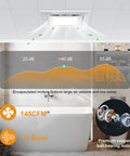 Whisper Quiet 10 Inch Bathroom Exhaust Fan With 6500K Fixed LED Light, 1.0 Sone, 145 CFM, ceiling installation shown
