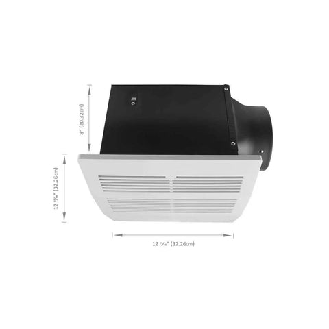 Ultra Quiet 200 CFM Bathroom Exhaust Fan With 2.0 Sones, 6 Inch Duct Collar, Stainless Steel Construction, side view