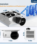 Ultra Quiet Bathroom Exhaust Fan 110 CFM Ceiling Mount Retrofit With Low Noise 1.5 Sones Easy Install 4 Inch Duct