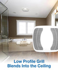 90 CFM Ceiling Mounted Bathroom Exhaust Fan With Snap In Installation Quiet 2.5 Sones White 10x10 Polymeric Grill Air King BFQ90