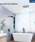 Installed Two Pack Bathroom Exhaust Fans With 80 CFM, 1.0 Sones, Low Noise, Easy To Install, Ceiling Mounted Retrofit Ventilation Fans No Attic Access Needed UL Certified in modern bathroom with white tub and plant decor