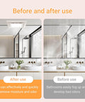 Image showing before and after effect of Super Quiet 120 CFM Bathroom Exhaust Fan With Light 6200K 12W LED installed in a shower bathroom.